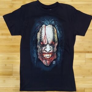Spencer's Big Chris Art Cult Of Fools Black Graphic T-Shirt "Stitches" Size S